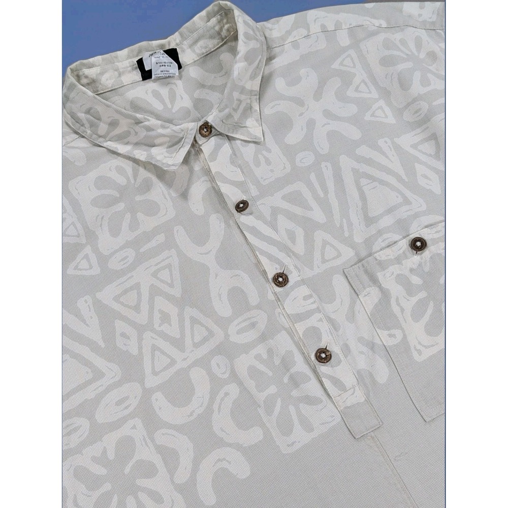 Patagonia Shirt Men's Extra Large Organic Cotton Hawaiian Aloha Camp Beige White